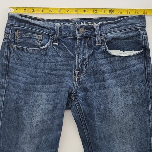 American Eagle Men's Slim Jeans Dark Blue Denim Fade 100% Cotton Size 30 X 34 - Picture 10 of 14